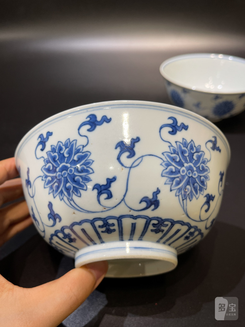 清道光 青花缠枝莲纹碗一对 - 图6